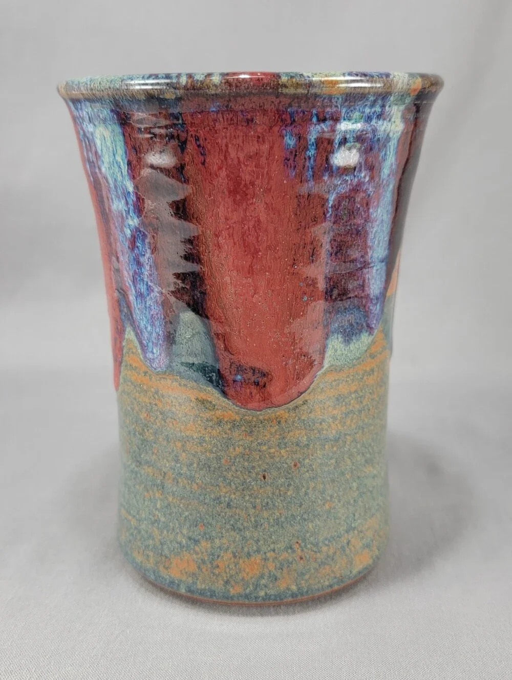 Nick Blaisdell Vase Stoneware Drip Glaze Dalton Ranch Pottery CO Handcrafted USA